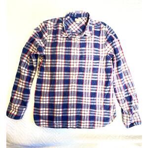 J.Crew Women’s Small Plaid Cotton Button Up Shirt Blue Red White